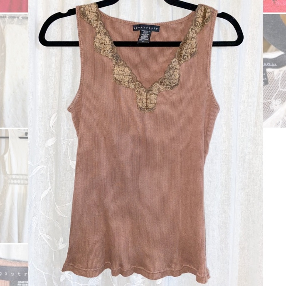 Brown ribbed tank top